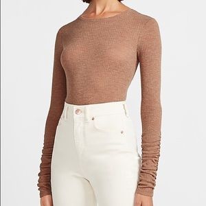 NWOT Express Neutral Ribbed Long Sleeve Knit Tee